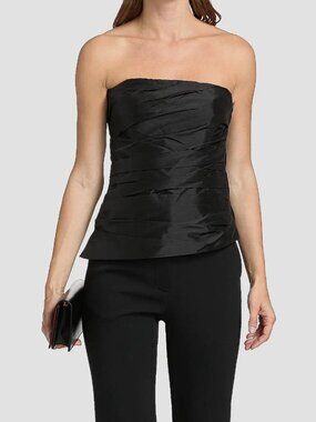 Jonathan Simkhai, emerson ruched bustier, strapless black, size 2